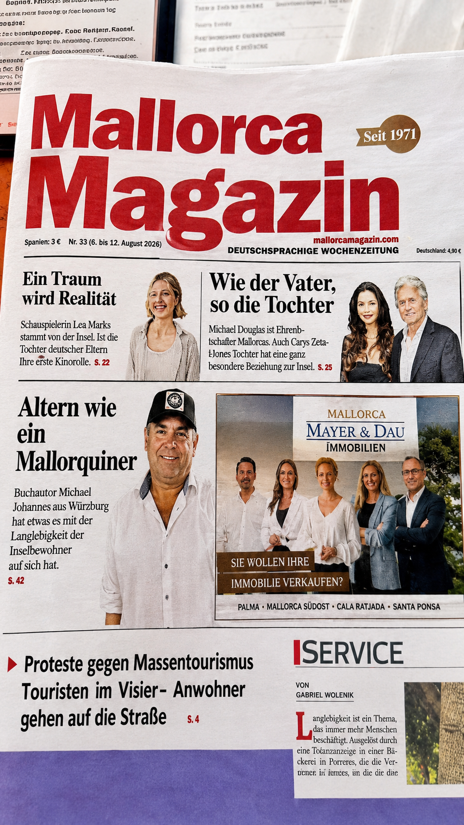 Titelseite des Mallorca Magazin mit Michael Johannes: Altern wie ein Mallorquiner
